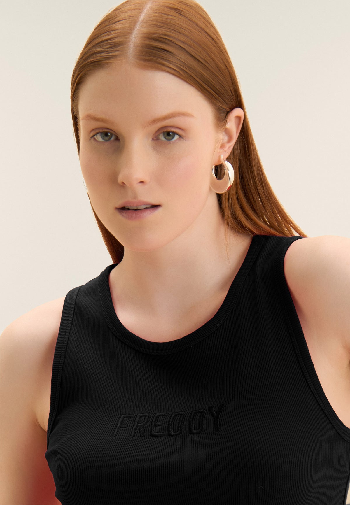 Freddy cropped ribbed tank top with embroidered logo – view 4