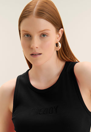 Freddy cropped ribbed tank top with embroidered logo – view 4