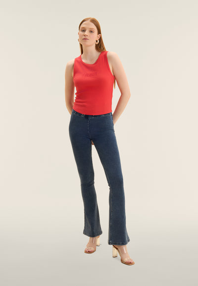 Fushia Cropped Ribbed Tank with Embroidered FREDDY Logo