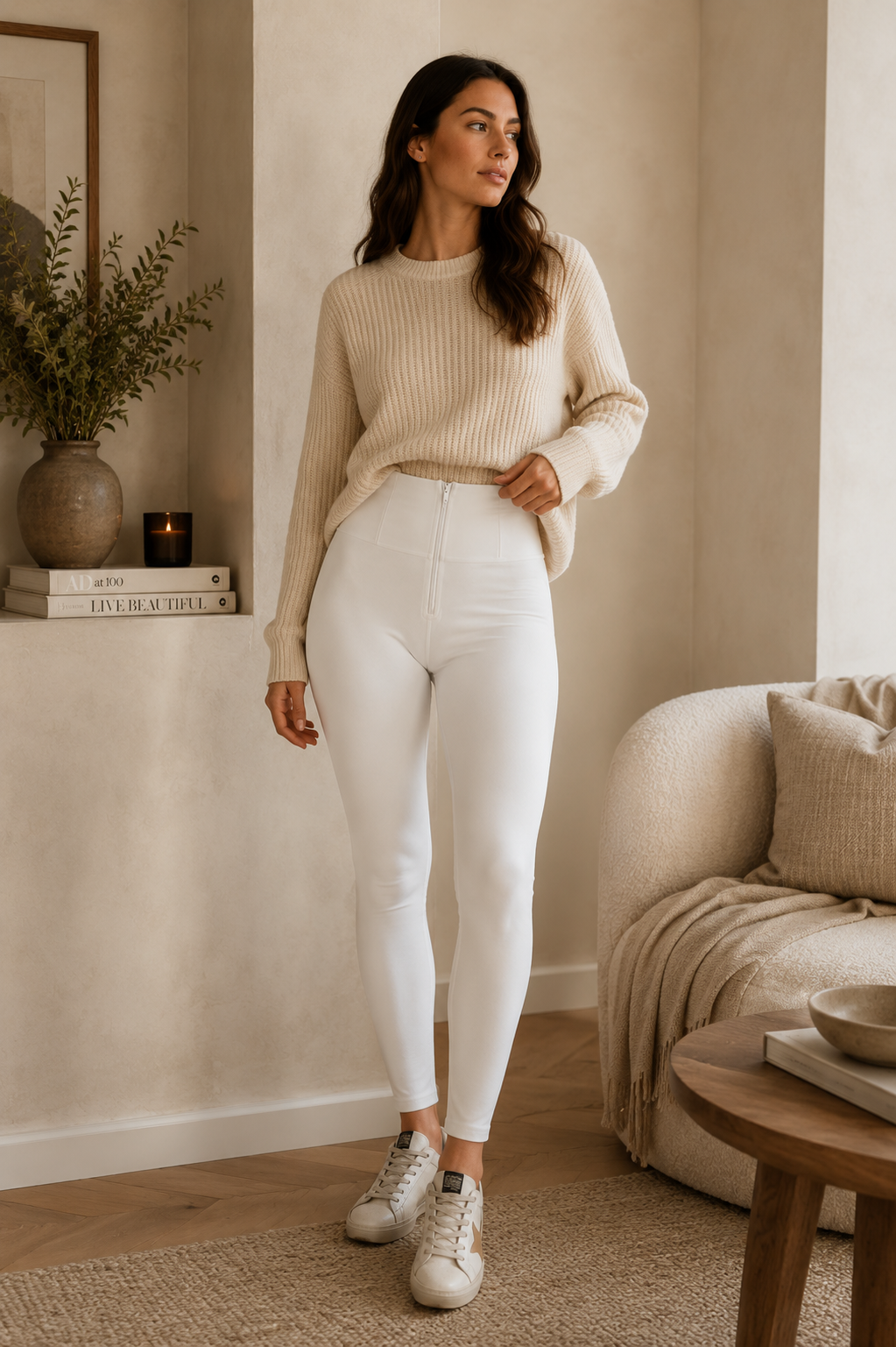 White Leather High-Rise