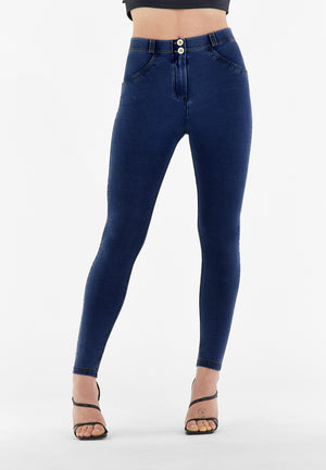 Freddy WR.UP® dark denim yellow stitch mid rise jeans – view 5