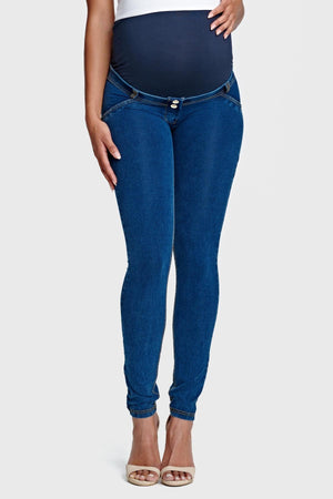 Freddy WR.UP® maternity dark denim yellow stitch jeans – view 3