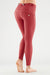 red faux leather mid rise freddy jeans