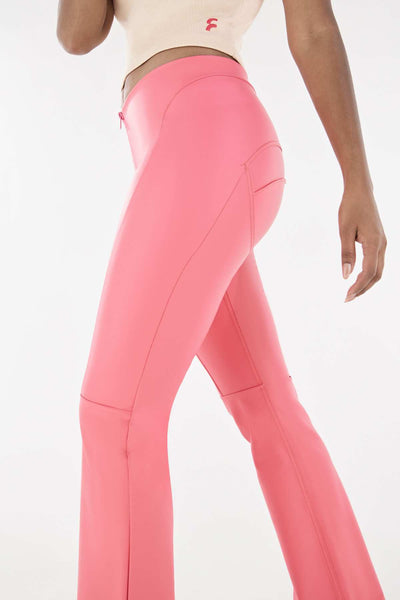 Pink Faux Leather High Rise Flare
