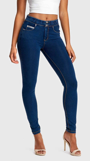 Freddy N.O.W dark denim yellow stitch jeans – view 6