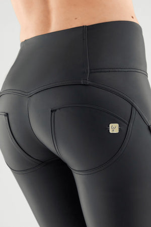 Freddy WR.UP® black faux leather 3 button high waist trousers – view 4