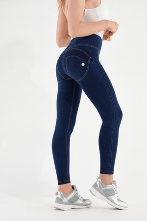 Freddy WR.UP® dark denim yellow stitch high waist ankle jeans – view 2