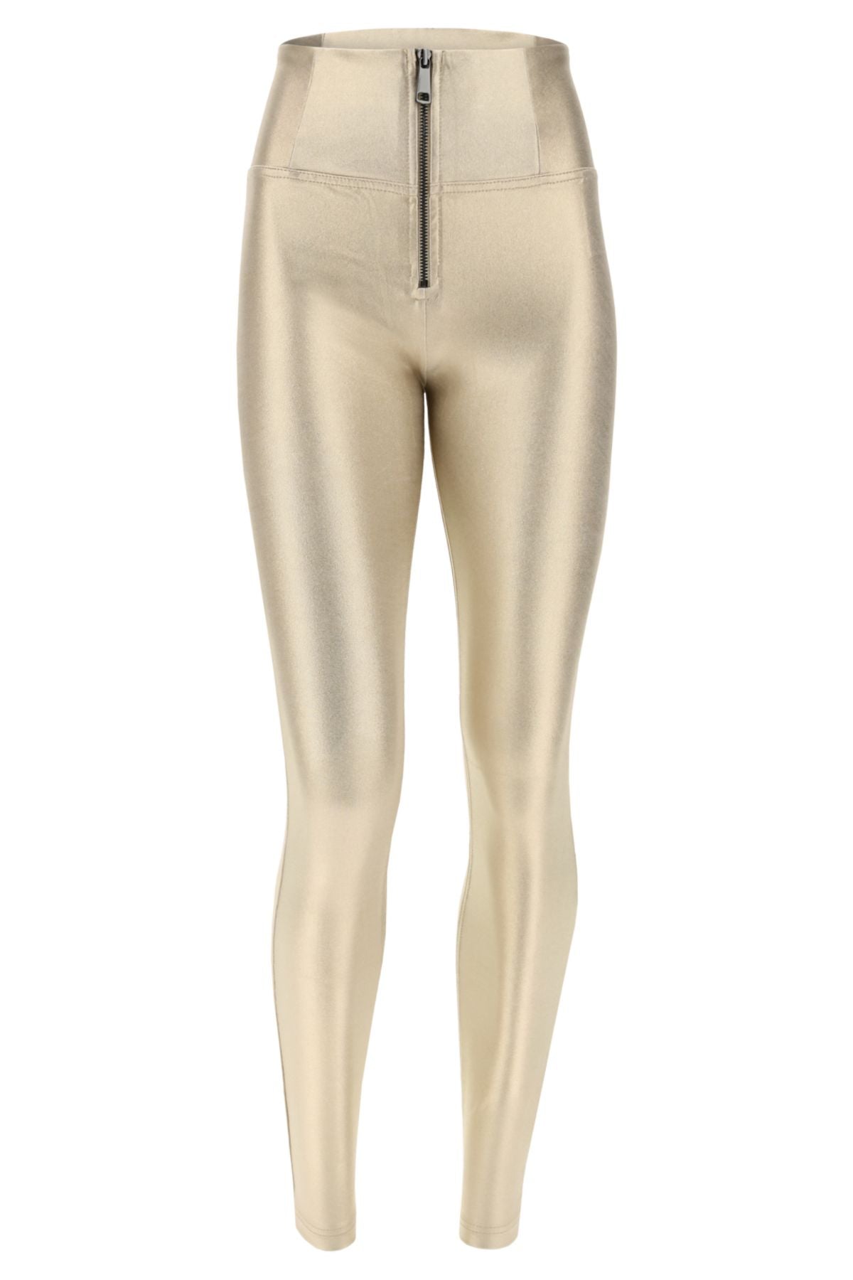 Gold Metallic Faux Leather High Rise