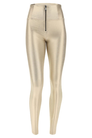 Freddy WR.UP® gold metallic faux leather high waist trousers – view 4