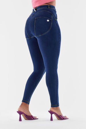 Freddy WR.UP® curvy fit dark denim yellow stitch ankle jeans – view 2