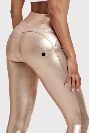 Freddy WR.UP® gold metallic faux leather high waist trousers – view 2