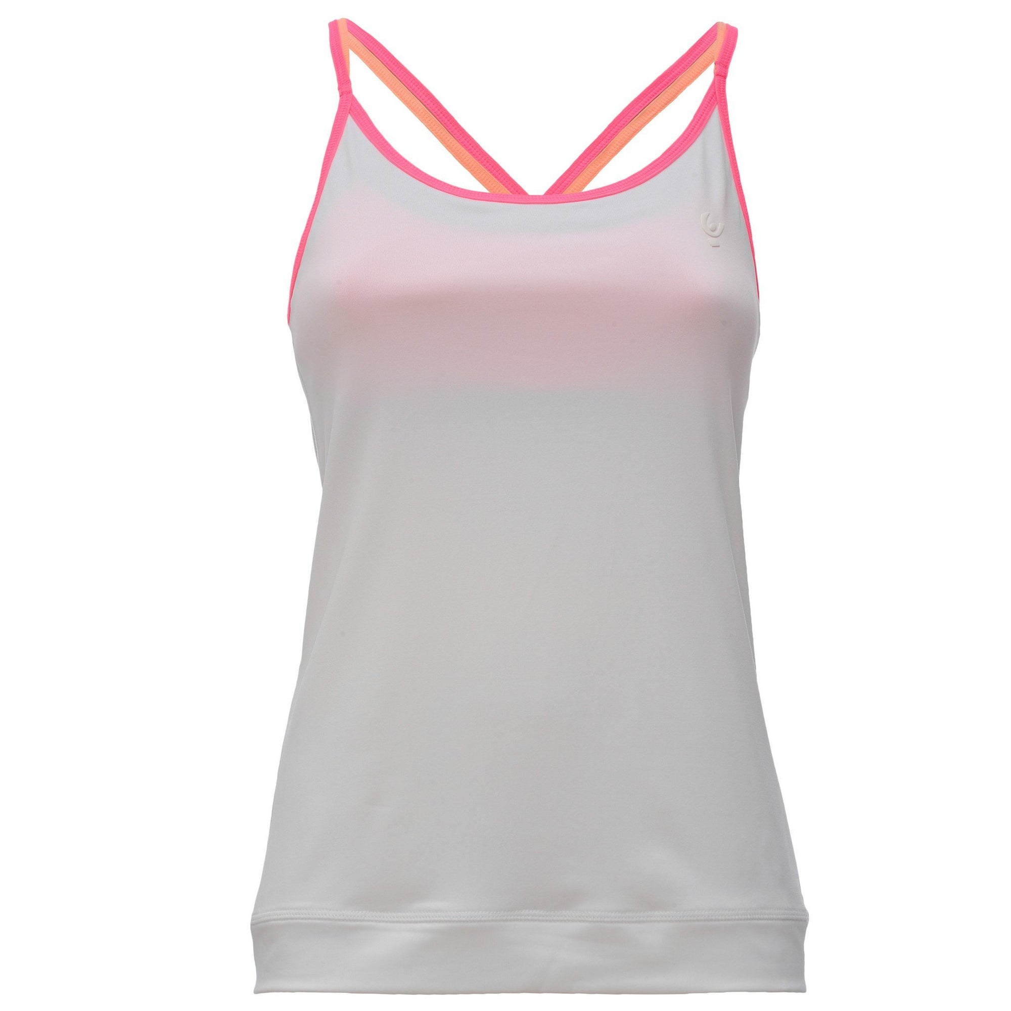 WHITE TANK TOP IN LIGHT D.I.W.O.® WITH PINK CROSSED STRAPS