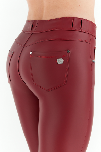 Red Faux Leather High Waist Full Length 