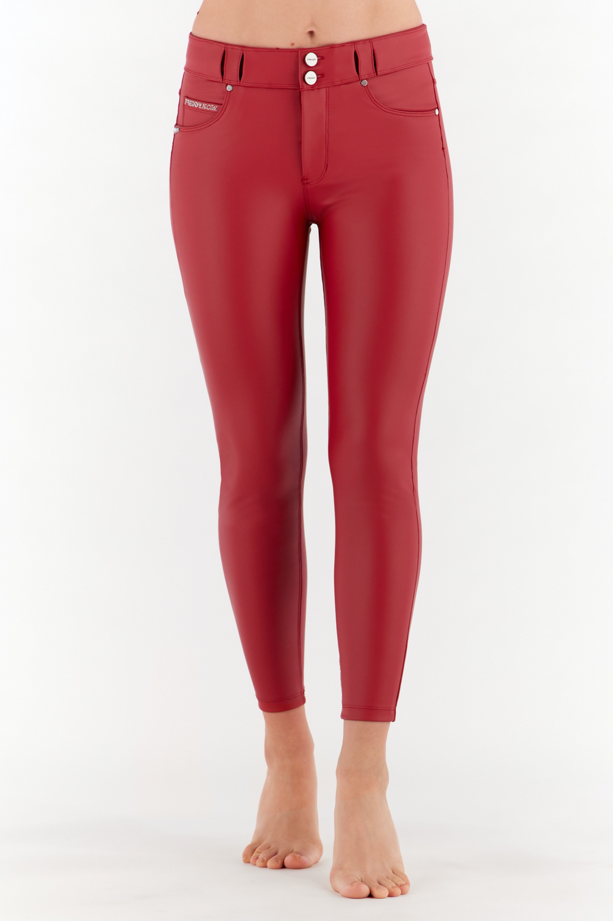 red faux leather NOW freddy pants